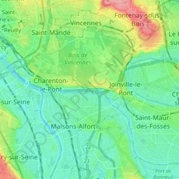 Saint-Maurice topographic map, elevation, terrain