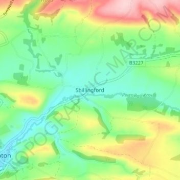 Shillingford topographic map, elevation, terrain