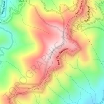 Green Knob topographic map, elevation, terrain