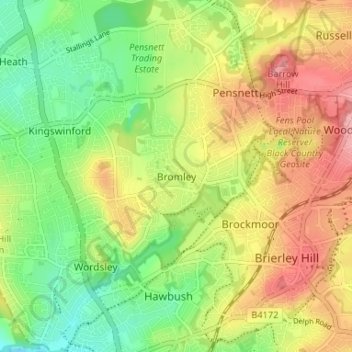 Bromley topographic map, elevation, terrain