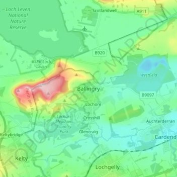 Ballingry topographic map, elevation, terrain