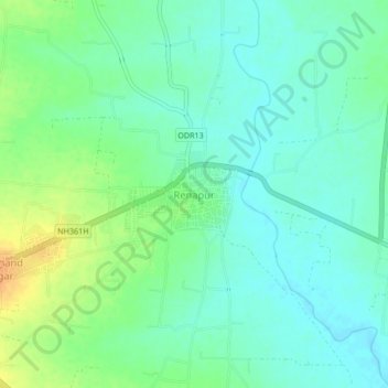 Renapur topographic map, elevation, terrain