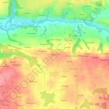 Brogoronec topographic map, elevation, terrain
