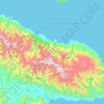 Kabwum District topographic map, elevation, terrain