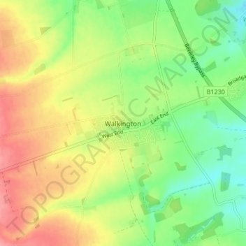 Walkington topographic map, elevation, terrain