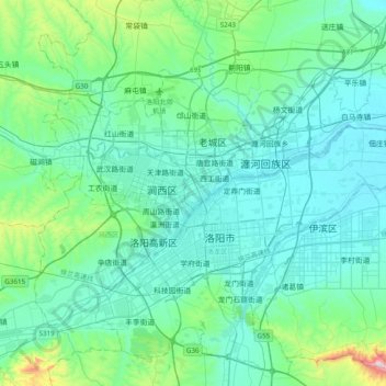 Luoyang topographic map, elevation, terrain