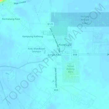 Sungai Raba topographic map, elevation, terrain