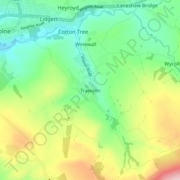 Trawden topographic map, elevation, terrain