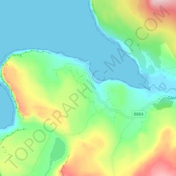 Milovaig topographic map, elevation, terrain