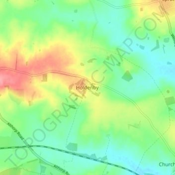 Holdenby topographic map, elevation, terrain