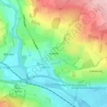 Acomb topographic map, elevation, terrain