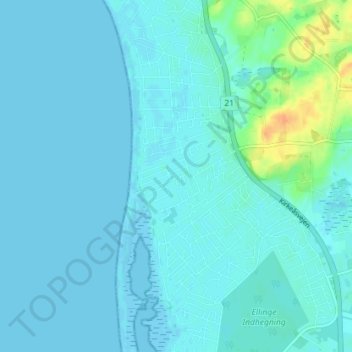 Gudmindrup Lyng topographic map, elevation, terrain