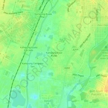 Kampung Pasir Puteh topographic map, elevation, terrain