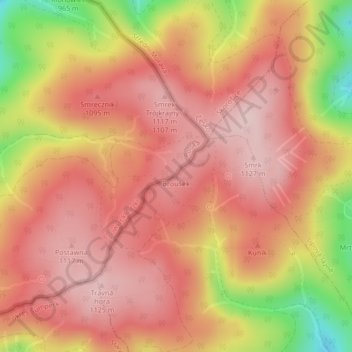 Brousek topographic map, elevation, terrain