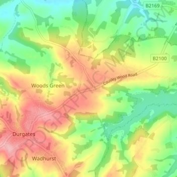 Cousley Wood topographic map, elevation, terrain