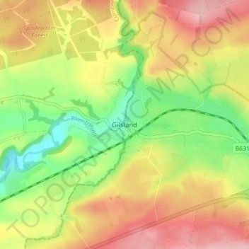 Gilsland topographic map, elevation, terrain