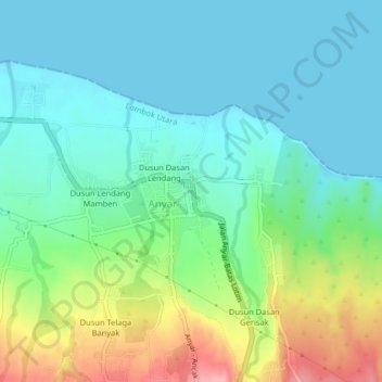 Dusun Sri Menganti topographic map, elevation, terrain