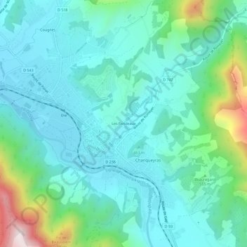 Les Fondeaux topographic map, elevation, terrain