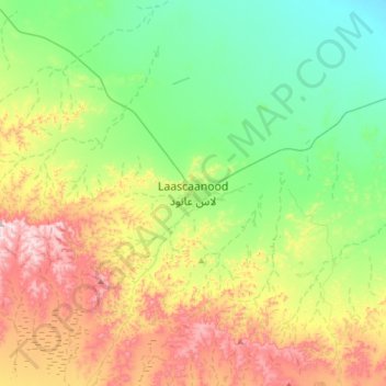 Las Anod topographic map, elevation, terrain