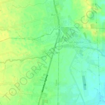 Calingcuan topographic map, elevation, terrain