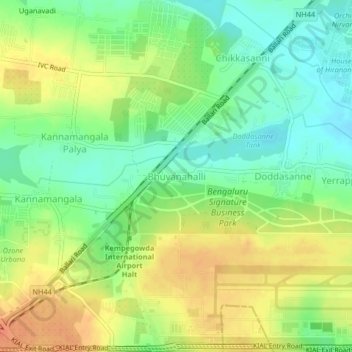 Bhuvanahalli topographic map, elevation, terrain