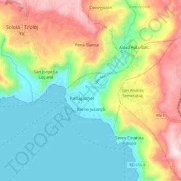 Panajachel topographic map, elevation, terrain