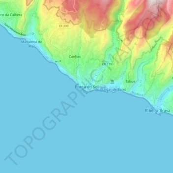 Ponta do Sol topographic map, elevation, terrain