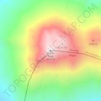 Hasan Dağı topographic map, elevation, terrain