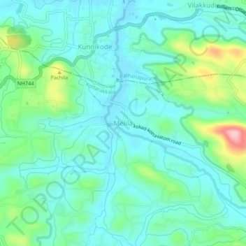 Melila topographic map, elevation, terrain