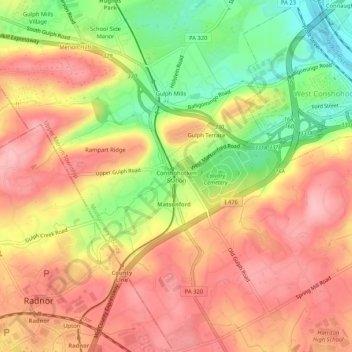 Conshohocken Station topographic map, elevation, terrain