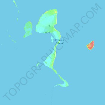 Kiriwina Island topographic map, elevation, terrain