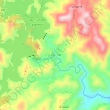 Emerald topographic map, elevation, terrain