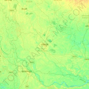Sherpur topographic map, elevation, terrain