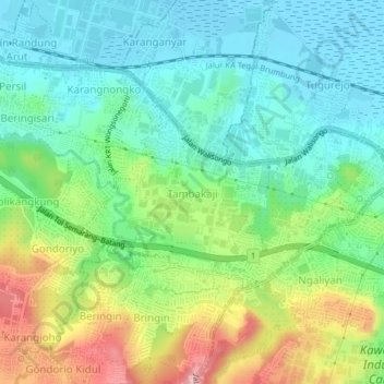 Tambakaji topographic map, elevation, terrain