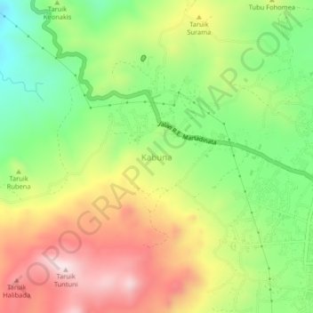 Kabuna topographic map, elevation, terrain