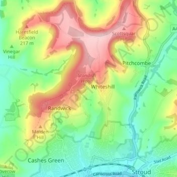 Ruscombe topographic map, elevation, terrain