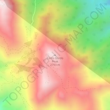 Cerro Gordo Peak topographic map, elevation, terrain