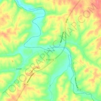 Paint Lick topographic map, elevation, terrain