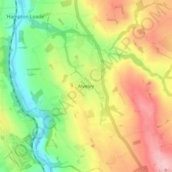 Alveley topographic map, elevation, terrain