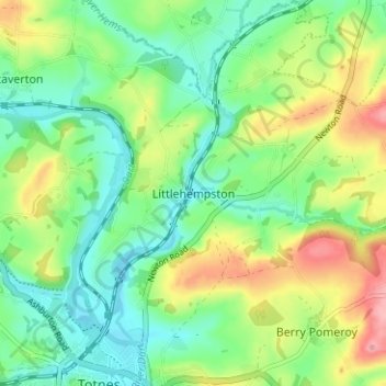 Littlehempston topographic map, elevation, terrain