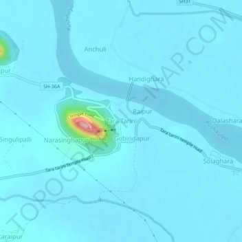 Tara Tarini topographic map, elevation, terrain