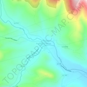 Truchas / Trueitas topographic map, elevation, terrain