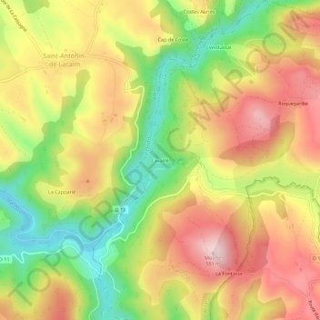 Cavaillé topographic map, elevation, terrain