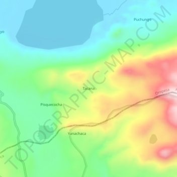 Tacana topographic map, elevation, terrain