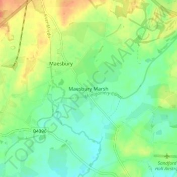 Maesbury Marsh topographic map, elevation, terrain