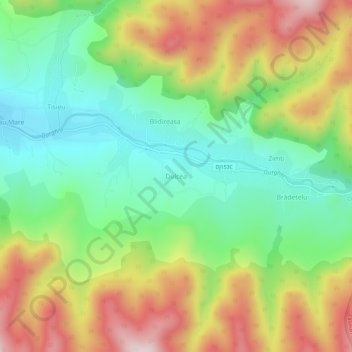 Dulcea topographic map, elevation, terrain