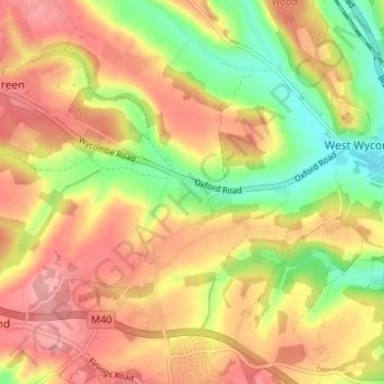 Piddington topographic map, elevation, terrain