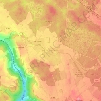 Untermöllenbronn topographic map, elevation, terrain