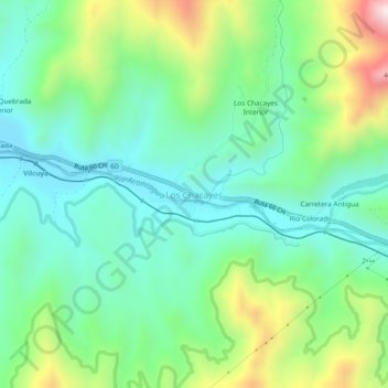 Los Chacayes topographic map, elevation, terrain