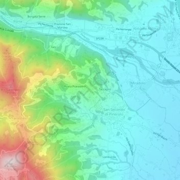 Roc topographic map, elevation, terrain